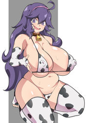 1girls alternate_breast_size breasts cleavage cow_print cow_print_bikini dd_(artist) female hex_maniac hips huge_breasts kneeling light-skinned_female light_skin long_hair massive_breasts muffin_top nintendo pokemon pokemon_xy purple_eyes purple_hair thick_thighs thighs voluptuous wide_hips rating:Questionable score:203 user:NightSky77