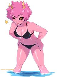 bikini bikini_bottom bikini_top dashi_art mina_ashido my_hero_academia pink_female pink_hair pink_skin short_pink_hair swimsuit rating:Safe score:246 user:yourbadatgam