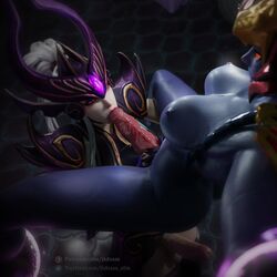 2futas 3d athletic_female athletic_futanari big_breasts breasts dragon dragon_girl erect_while_sucking erection fellatio futa_on_futa futa_only futanari high-angle_view human iidssm_sfm league_of_legends nude oral penis scalie shyvana syndra unusual_penis rating:Explicit score:272 user:Fried_Pear