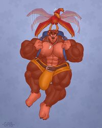 1boy abs anthro anthromorph backpack banjo-kazooie banjo_(banjo-kazooie) bara bear biceps big_pecs bird brown_fur brown_hair bulge female flaccid furry gab_art gay heavy_penis huge_bulge hyper hyper_balls hyper_genitalia hyper_penis hyper_testicles kazooie looking_up male male_focus male_only movement_lines muscle muscles muscular muscular_arms muscular_ass muscular_back muscular_legs muscular_male muscular_thighs necklace necklace_only nipples pecs swinging_penis thick_thighs tight_clothing tight_pants video_game_character video_games rating:Questionable score:14 user:shadac