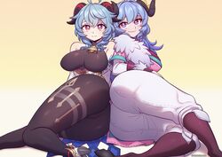 2girls ass big_ass big_breasts blue_hair breasts clothed_female crossover female female_only fully_clothed ganyu_(genshin_impact) genshin_impact horns kindred league_of_legends long_hair riot_games spirit_blossom_kindred spirit_blossom_series strongbana thick_thighs thighs rating:Questionable score:287 user:Roshia