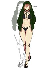 art bikini bikini_and_hoodie bikini_bottom bikini_top black_toenails blonde_hair breasts feet flip_flops hoodie mature_female mature_woman medium_breasts medusa_gorgon milf mobi_mobi open_hoodie sandals soul_eater white_skin witch yellow_hair rating:Safe score:62 user:Carl_Metaltaku