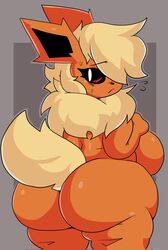 anthro anthrofied ass big_ass big_breasts breasts bubble_butt dork_boi eeveelution female flareon fur furry furry_only huge_ass lewd_dorky looking_back nintendo pokémon_(species) pokemon solo tagme tail rating:Explicit score:56 user:Kidenyfailur