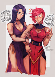 2girls arcane arcane_caitlyn arcane_vi artist_name blue_eyes blue_hair blush caitlyn_kiramman cute dress english_commentary female female_only grey_eyes horny_female iahfy large_breasts league_of_legends lesbian light-skinned_female muscular_female nosebleed pink_hair simple_background sweat tattoo vi wholesome yuri rating:Safe score:314 user:ZBM