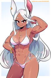 1girls 2d abs big_breasts breasts dark-skinned_female dark_skin dashi_art female female_focus female_only female_solo highres looking_at_viewer miruko muscle muscles muscular my_hero_academia rabbit_ears rabbit_girl rabbit_humanoid red_eyes revealing_clothes revealing_swimsuit rumi_usagiyama solo solo_female swimwear tagme thick_thighs thighs white_hair rating:Questionable score:227 user:TsuyuAshido