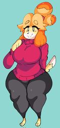 animal_crossing anthro big_breasts breasts canid canine canis clothed clothing dork_boi female fur furry furry_only isabelle_(animal_crossing) lewd_dorky nintendo solo tail thick_thighs wide_hips rating:Questionable score:38 user:Kidenyfailur