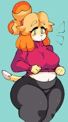 1girls animal_crossing anthro big_breasts breasts canine clothed clothing domestic_dog dork_boi female female_only fur furry isabelle_(animal_crossing) lewd_dorky looking_at_viewer mammal nintendo shih_tzu short_tail solo tail thick_thighs wide_hips rating:Questionable score:71 user:Kidenyfailur