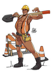 boner construction_site construction_worker dark-skinned_male dark_skin erect_penis erection hard_on male male_only melanin muscles muscular muscular_male open_shirt shovel uncut veiny_penis velgaty rating:Explicit score:34 user:musclebro9