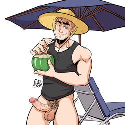 beach boner bottomless coconut_drink erect_penis erection hard_on male male_only muscles muscular muscular_male umbrella uncut veiny_penis velgaty rating:Explicit score:14 user:musclebro9