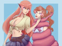 2girls belly_button bishoujo_senshi_sailor_moon breasts cleavage clothed clothes clothing coiling coils female female_only femdom femsub hourglass_figure hypnosis hypnotic_eyes kaa_eyes lamia llazuliart long_hair makoto_kino midriff miia_(monster_musume) monster_girl monster_musume_no_iru_nichijou navel red_hair sailor_jupiter sailor_senshi_uniform skirt snake_girl yuri rating:Explicit score:53 user:BDB_