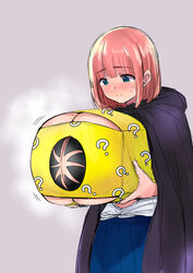 1girls ? big_breasts black_coat blue_eyes blue_skirt blush blushing box breast_focus breast_squish breast_support breasts breasts_bigger_than_head breasts_bigger_than_torso breasts_in_box breasts_together bursting_breasts busty cloak coat coat_on_shoulders contraption covering_self cowl female female_focus female_only flustered grey_background holding_box holding_breasts holding_object hood hood_down huge_breasts implied_paizuri large_breasts long_skirt magician medium_hair ohanachan paizuri_invitation pink_hair pleated_skirt school_uniform schoolgirl short_hair shoulder_length_hair shy simple_background small_but_busty solo solo_female solo_focus surprise sweat sweatdrop tareme rating:Explicit score:139 user:Minato_Aqua