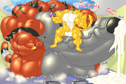 abs biceps cum cum_drip cum_dripping cum_dripping_from_penis cum_puddle cumming excessive_cum flare_incineroar furry gay hyper hyper_balls hyper_genitalia hyper_penis hyper_testicles incineroar joshthetiger male male_focus male_only muscle muscles muscular muscular_arms muscular_ass muscular_back muscular_legs muscular_male muscular_thighs nipples pecs pokemon sitting_on_penis size_difference steam veins veiny_penis zerozero rating:Explicit score:6 user:shadac