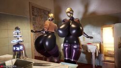 2girls 3d android animated ass ass_expansion atomic_heart big_ass big_breasts big_butt blonde_hair breast_expansion breasts butt butt_expansion curvylonix electricity enormous_breasts faceless_character faceless_female female female_only game gigantic_breasts grey_skin hi_res highres hips hourglass_expansion hourglass_figure huge_ass huge_breasts huge_butt hyper hyper_breasts large_ass large_breasts large_butt left_(atomic_heart) lighting lightning metallic metallic_body metallic_clothing mp4 music right_(atomic_heart) robot robot_girl self_upload sound sound_effects soviet_union tesla_coil the_twins_(atomic_heart) thick thick_ass thick_thighs thighs twins video voluptuous wide_hips rating:Questionable score:174 user:curvylonix