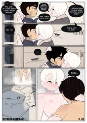 2boys black_hair comic comic_page dialogue femboy fully_clothed kissing light-skinned_male light_skin male male_only nipples oscar_(ra4s) pecs ra4s rio_(ra4s) shower shower_sex showering sucking_nipples sweatdrop tagme twink white_hair yaoi rating:Questionable score:145 user:Yarz0nar