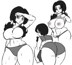 1girls ass breasts darwaarts dragon_ball female female_only huge_ass huge_breasts monochrome shirt_lift shounen_jump solo solo_female sweat thick_thighs videl wide_hips rating:Explicit score:147 user:Agentdon0911