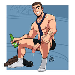 1boy beer boner erect_penis erection hard_on male male_only muscles muscular muscular_male penis_out penis_through_leghole precum precum_drip q-force rick_buck sitting spread_legs veiny_penis velgaty rating:Explicit score:31 user:musclebro9