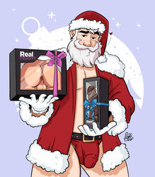 ass balls butt christmas dildo fleshlight gift hole_(anatomy) male male_only muscles muscular muscular_male open_coat penis_outline presents santa_claus santa_hat sex_toy testicles velgaty rating:Explicit score:26 user:musclebro9