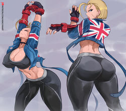 1girls arachnart ass blonde_hair blue_eyes breasts cammy_stretch cammy_white capcom cropped_jacket dat_ass female female_only fully_clothed huge_ass huge_breasts light-skinned_female light_skin short_hair solo sports_bra street_fighter street_fighter_6 thick_thighs union_jack wide_hips rating:Questionable score:244 user:NightSky77