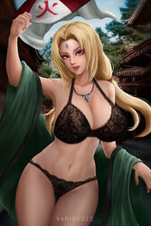 1girls big_breasts bra breasts cleavage crystal feet_out_of_frame female female_only haori hat hat_removed hokage hokage_hat holding_hat holding_object jewelry large_breasts legs_together lingerie long_hair makeup mature mature_female mature_woman midriff nail_polish naruto naruto_(classic) naruto_(series) naruto_shippuden necklace panties solo solo_focus tsunade twintails underwear variouzzz voluptuous waistcoat rating:Questionable score:72 user:Dekorin