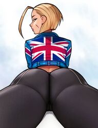 1girls ass ass_focus big_ass big_butt blonde_hair blue_eyes cameltoe cammy_white clothed clothing dat_ass female female_only fully_clothed large_ass loodncrood looking_at_viewer looking_back pants short_hair simple_background solo solo_female street_fighter street_fighter_6 union_jack white_background rating:Questionable score:274 user:Lunacy