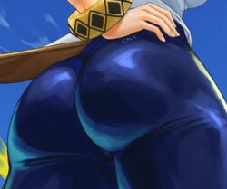 1girls armpits artist_name ass ass_focus bangs blue_pants bracelet breasts calad_g capcom chun-li close-up double_bun earrings female female_only from_behind fully_clothed gold_trim hair_bun hair_ribbon hand_on_hip head_out_of_frame jewelry large_breasts lower_body pants ribbon shirt sky solo street_fighter street_fighter_6 swept_bangs thick_thighs thighs tight tight_pants toned twisted_torso white_shirt yellow_ribbon rating:Questionable score:61 user:Kumite