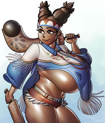 1girls braided_hair club_(weapon) cuauhololli dark-skinned_female dark_skin enormous_breasts female female_focus female_only huge_breasts lily_hawk long_hair no_bra ph shortstack street_fighter street_fighter_6 thick_thighs venus_body voluptuous voluptuous_female wide_hips rating:Explicit score:111 user:YggBraz11