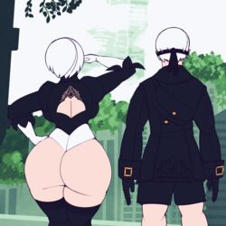 1boy 1girls android animated ass big_ass blindfold breasts bubble_butt cdlum clothed_male clothing curvy_female dat_ass fat_ass female huge_ass large_ass leotard male nier nier:_automata nier_(series) robot robot_girl shorts thick_ass thick_thighs thighhighs thong thong_leotard wide_hips yorha_2b yorha_9s rating:Questionable score:466 user:Rex_Hollins