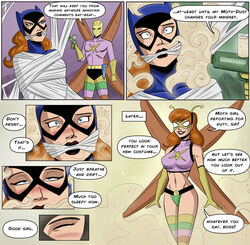 1boy 1boy1girl 1girls barbara_gordon batgirl big_breasts bimbo bondage bound breasts captured captured_heroine cleave_gag curvy curvy_female curvy_figure dc dc_comics defeated_heroine duo english_text female gag gagged hypnosis killer_moth light-skinned_female male male/female mask masked_female orange_hair polmanning red_hair straight_hair superheroine text villain wide_hips rating:Questionable score:79 user:Hrtouy