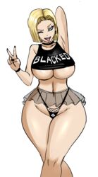 1girls android_18 black_nails blacked blacked_clothing blonde_hair blue_eyes dragon_ball dragon_ball_super dragon_ball_z female female_only gtsn17 light-skinned_female light_skin nail_polish plain_background qos qos_clothing queen_of_spades queen_of_spades_symbol solo spade_panties thick_thighs thong tongue_out topwear transparent_clothing underboob v white_background wide_hips wink rating:Questionable score:305 user:namisos