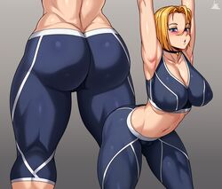 1girls absurdres ass big_ass big_breasts blonde_hair breasts cammy_stretch cammy_white clothed dat_ass female female_only fully_clothed jmg light-skinned_female solo street_fighter street_fighter_6 stretching thick_thighs rating:Questionable score:174 user:Sekiseki