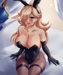 arm_gloves barely_clothed barely_covered big_breasts black_bunny_ears black_bunnysuit black_gloves breasts bunny_ears bunny_girl bunnysuit dress earrings gloves hips huge_breasts leonart mario_(series) nintendo pantyhose princess_rosalina royal royalty sitting sitting_on_bed smile smiling super_mario_galaxy thick thick_thighs thighs wide_hips rating:Questionable score:100 user:BiFemBoySlut