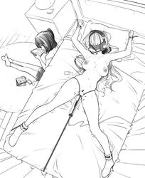 2girls ankle_cuffs ball_gag bar_censor bed_bondage black_and_white blindfold blonde_hair bondage bound bound_arms bound_legs censored clothed clothed_female clothed_female_nude_female eudetenis exposed_breasts female female_only femsub functionally_nude harness_ball_gag headphones helpless large_breasts lezdom lezsub magic_wand medium_breasts naked naked_female naked_footwear naked_socks nipple_vibrator nude nude_female on_bed practically_nude pussy pussy_juice restrained restrained_arms restrained_legs restraints sensory_deprivation sex_toy slim_girl slim_waist socks stepsibling strapped_down thin thin_female tied_to_bed utter_domination vaginal_stimulation vaginal_vibrator vibrator vibrator_in_pussy wet_pussy wrist_cuffs rating:Explicit score:223 user:LucyM