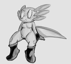 2023 amphibian annoyed anthro axolotl blush boots breasts clothing digital_drawing_(artwork) digital_media_(artwork) featureless_breasts female footwear genitals gloves handwear lizardfungus marine mole_salamander monochrome pussy salamander_(amphibian) socks solo rating:Explicit score:2 user:bot