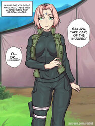 1girls blush bob_cut breasts clothed clothing dialogue english_text female female_focus female_only forehead_jewel forehead_mark fully_clothed green_eyes hi_res high_resolution highres jacket jonin_vest light-skinned_female light_skin looking_away looking_to_the_side medium_breasts medium_hair naruto naruto_(series) naruto_shippuden open_mouth pale-skinned_female pale_skin perky_breasts pose posing redjet sakura_haruno shoulder_length_hair shounen_jump solo solo_female solo_focus speech_bubble standing story text tight_clothing vest war_outfit rating:Safe score:141 user:mantisprey