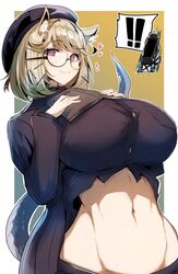 1girls animal_ears arknights blonde_hair doctor_(arknights) female gin_moku glasses hat light-skinned_female light_skin looking_at_viewer midriff purple_eyes smile smiling_at_viewer stomach tagme tail utage_(arknights) utage_(disguise)_(arknights) rating:Questionable score:83 user:hifper