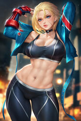 1girls abs absurd_res absurdres arms_up bare_stomach big_breasts black_choker black_clothing black_pants black_tank_top blonde_hair blue_clothing blue_eyes blue_jacket breasts busty cammy_white capcom choker clothed clothed_female clothing ear_piercing ear_piercings earrings facial_scar female female_focus female_only fit fit_female fully_clothed hartman_hips high_resolution highres hips jacket large_breasts large_filesize light-skinned_female light_skin muscular muscular_female navel navel_piercing neoartcore nudtawut_thongmai pants piercings scar scar_on_face short_hair slim_girl slim_waist solo standing stomach street_fighter street_fighter_6 tank_top thick_thighs thighs thunder_thighs toned toned_body toned_female toned_stomach very_high_resolution wide_hips rating:Safe score:213 user:Hentai_Bro69