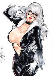 1girls 2020s 2023 black_cat_(marvel) cleavage curvaceous curvy_body curvy_female deep_cleavage ed_benes_studio felicia_hardy female_focus female_only full_cleavage hi_res high_resolution highres huge_breasts jeferson_lima latex latex_suit long_hair marvel marvel_comics milf seductive_look skin_tight spider-man_(series) white_background white_hair rating:Questionable score:83 user:Dragon98