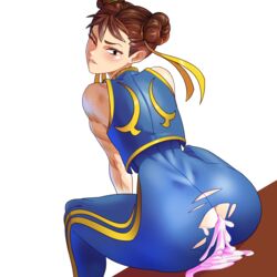 1girls alternate_version_available ass ass_up biting_lip blue_clothing brown_eyes brown_hair capcom chun-li clothed clothed_female clothes clothing cum cum_inside female female_only minicop2001 one_eye_closed pink_cum sitting sitting_on_table solo street_fighter street_fighter_alpha suggestive_fluid tagme twintails watch watching white_body white_skin rating:Explicit score:103 user:Nach0id333