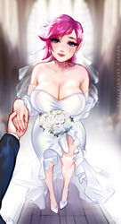 1boy 1girls 2020s 2023 artist_name big_breasts blue_eyes blurry_background blush blush bouquet breasts breasts_focus commission exposed_shoulders eyebrow_scar eyebrows_visible_through_hair eyelashes_visible_through_hair face_tattoo female female_focus flower flower_in_hair flowers high_heel_boots high_heels holding_bouquet holding_flowers holding_hand large_breasts league_of_legends light-skinned_female light_skin looking_at_viewer male male_pov medium_hair merellyne pink_hair pov pov_eye_contact riot_games shoulder_tattoo smiling smiling_at_viewer stockings vi wedding_attire wedding_dress wedding_ring wedding_veil white_dress white_high_heels white_high_heels_boots white_stockings wholesome rating:Questionable score:154 user:Nucipuci