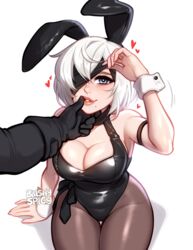 1boy 1girls among_us among_us_reference artist_name beauty_mark big_breasts black_leotard blindfold blindfold_lift blushypixy blushyspicy breasts bunny_ears bunny_girl bunnysuit cleavage clothed clothed_female clothes clothing deep_cleavage finger_on_lip grey_eyes hartman_hips heart hi_res hidden_amogus highres hips hourglass_figure large_breasts leggings leggings_leotard leotard looking_at_viewer looking_up looking_up_at_viewer nier:_automata pantyhose peeping plain_background pov robot robot_girl sitting slim slim_girl slim_waist sussy_baka thick_thighs thigh_gap thunder_thighs thunderthighs tight_clothing tight_fit tight_leotard watermark white_background white_hair wholesome wide_hips wrist_cuffs yorha_2b yorha_9s rating:Questionable score:495 user:MegaTank