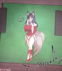 ahri animal_ears breast_expansion cosplay critnuke dialogue growth growth_sequence league_of_legends tail rating:Explicit score:87 user:MemeMqueen