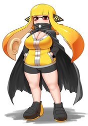 agent_3_(splatoon) big_breasts breasts cape cleavage inkling inkling_girl nintendo nobunagapero peronattu red_eyes splatoon tagme tentacle_hair white_background rating:Questionable score:39 user:CursedImages