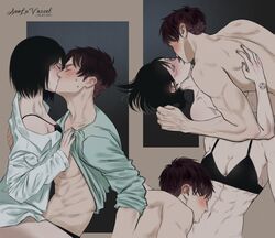 1boy 1girls abs annluvazzel asian asian_female athletic attack_on_titan black_bra black_hair blush bra eremika eren_jaeger female implied_sex kissing kissing_abs licking_abs male mikasa_ackerman muscular partially_clothed passionate passionate_kiss scar shingeki_no_kyojin short_hair sweat rating:Questionable score:109 user:Avner1