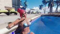 1girls 3d beach_chair big_breasts bikini bikini_bottom bikini_top blender blue_bikini bra breasts chair cleavage dark-skinned_female dark_skin detailed_background female female_focus female_only fortnite ghoulishxxx licking_lollipop lolipop looking_at_viewer looking_to_the_side ocean_(fortnite) outdoors outside palm_tree panties pink_hair pool pose posing presenting presenting_breasts solo solo_female solo_focus standing sun sunlight sweat sweatdrop tan_body tan_skin tanline tree trees water watermark widescreen rating:Explicit score:31 user:mango05