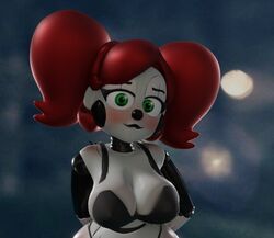 1girls 3d 3d_(artwork) 3d_model animatronic baby_(fnafsl) big_breasts biting_lip biting_own_lip black_lips black_lipstick black_nose blush bra circus_baby circus_baby_(fnaf) clothed_female clown_girl female five_nights_at_freddy's five_nights_at_freddy's:_sister_location fnaf goth goth_girl green_eyes hands_behind_back lipstick red_hair scottgames sister_location so87baby solo solo_female summer_of_87_baby rating:Explicit score:132 user:reese66