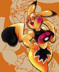  anthro anthrofied big_breasts breasts bytesduh female fur furry furry_only hi_res nintendo pikachu pokémon_(species) pokemon solo tail thick_thighs wide_hips  rating:questionable score: user:damedanefan