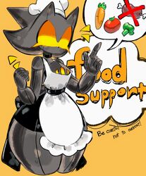 1girls animal_ears anthro apron broccoli carrot chef_hat collar english_commentary english_dialogue english_text excited flaming_eyes furnace_sonic furnass genderswap genderswap_(mtf) happy hat maid_apron maid_uniform meat mechanical_parts metal_sonic robot robot_girl rule_63 sonic.exe sonic.exe_(series) sonic_(series) sonic_the_hedgehog_(series) tomato usa37107692 vegetable rating:Safe score:155 user:Leandro12