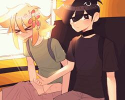 2boys basil_(omori) cuntboy edit edited embarrassed eyeinfectiion_ femboy omori public public_nudity pussy sunny_(omori) sweatdrop rating:Explicit score:92 user:ohioposter