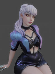 1girls 3d 3d_(artwork) big_ass bra breasts cleavage curvy evelynn eyeshadow female female_only k/da_all_out_evelynn k/da_all_out_series kittyyevil league_of_legends lipstick looking_at_viewer pale_skin ponytail red_lipstick skirt succubus thick_thighs white_hair rating:Questionable score:247 user:elosanta