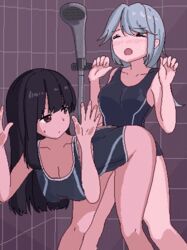 1futa 1girls animated black_hair brown_eyes cum cum_drip doggy_style duke_shiwa implied_futanari implied_penetration pixel_art shiwa_kou shower swimsuit tagme rating:Questionable score:549 user:Mecha_Guy